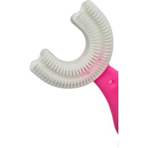 Baby Tandenborstel - Kindertandenborstel - Tandenborstel - Voor Babys - U-Vormig - 360 graden- Siliconen - Kleur Roze - 0-2 Jaar