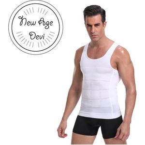 New Age Devi - Corrigerend Hemd - Mannen - Wit - XL - Ondersteuning - Body Buik - Shapewear Shirt - Correctie Hemd - Buik weg - Buik verbergen - Strak lichaam