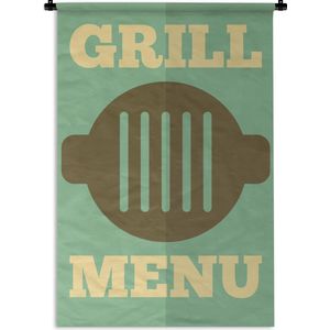 Wandkleed Barbecue - Barbecue illustratie met een grill Wandkleed katoen 120x180 cm - Wandtapijt met foto XXL / Groot formaat!