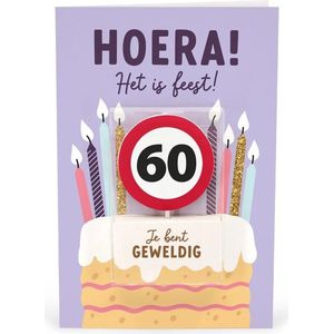 Verjaardagskaart met kaars | 60 jaar | Je bent geweldig