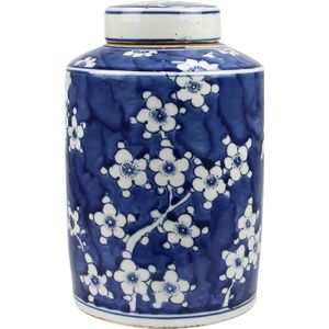 The Ming Garden Collections-sChinees Porseleins-sGemberpot Met Bloemens-sBlauw & Wit