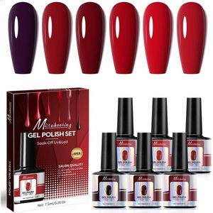 NAXSIR Translucent Nail Gel Set 6x Pastel Shades | Vegan Glans, 3-Week Wear, Snelle Droging & Gemakkelijk Verwijderen