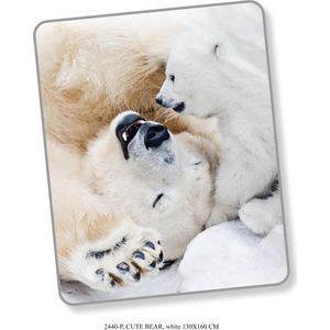 Good Morning Plaid Cute Bears - 130x160 cm - IJsberen - Wit/Grijs