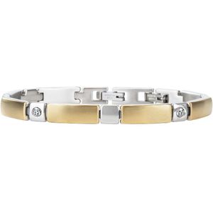 Traveller Armband - Dames - Bicolor - Goudkleurig & Zilverkleurig - Edelstaal - Zirconia Kristallen - 18-19,5 cm - Verguld & Geplatineerd - 180923