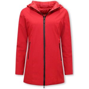 Double Face Dames Jassen Parka - Slim Fit - Rood