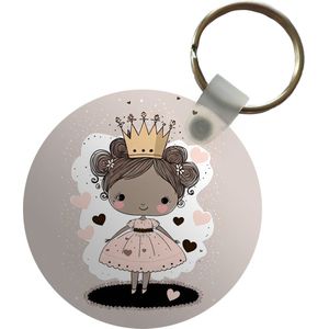 Sleutelhanger - Prinsessen - Jurk - Hartjes - Pastel - Meisjes - Plastic - Rond - Uitdeelcadeautjes