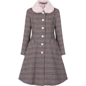 Hell Bunny Watson Coat Lange jassen zwart-roze XS Dames