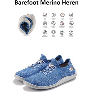 Brubeck Barefoot schoenen met merino wol Heren - natuurlijk comfort - Jeansblauw - 42