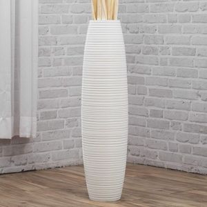 vloervaas voor decoratieve takken, hoge staande vaas, design houten vaas, hout, 70 cm, wit
