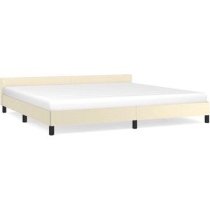 VidaXL Bedframe met Hoofdbord Kunstleer Crèmekleurig 200x200 cm