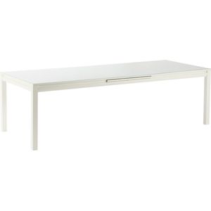 NATERIAL - uitschuifbare tuintafel ODYSSEA - uitschuifbare tafel voor 8 tot 10 personen - 256/320x100cm - eettafel - met glazen blad - aluminium - wit