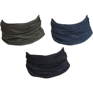 3 x multifunctionele motordoek, buisvormige doek, ronde sjaal, halsdoek, bandana, set van 3 in moderne designs.