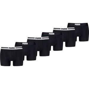 Puma Boxershorts Everyday Placed Logo - 6 pack Zwarte heren boxers - Heren Ondergoed - Black / Black - Maat L