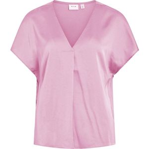 Vila Blouse Viellette V-neck S/s Satin Top - No 14089239 Pastel Lavender Dames Maat - W34