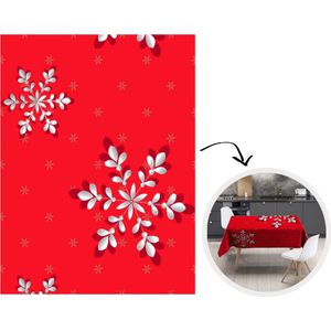 Kerst Tafelkleed - Kerstmis Decoratie - Tafellaken - Patronen - Kerst - Zilver - Planten - 130x170 cm - Kerstmis Versiering