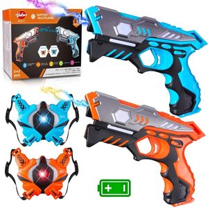 Vihes Lasergame Spel - Infrarood - Gun Set met vesten x2 - Indoor/Outdoor - Voior Kinderen, Volwassenen - Speelgoed - Oranje/Blauw