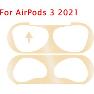 Sticker geschikt voor Airpods 3 2021 - Accessoire voor Airpods 3 - Anti magnetisch stof - Vuil bescherming - Goud Sticker 2 stuks