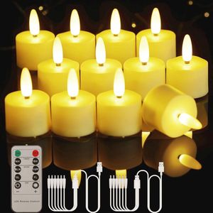 Oplaadbare Flameless Theelichtjes met Afstandsbediening - 12 Stuks en Timer - Dimbaar voor Feestdagen en Bruiloften