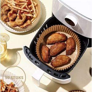 YHE Airfryer Bakpapier - 50 stuks - Wegwerpbakjes voor Airfryer Xl en XXL - Airfryer Accesoires - Incl. E-Book - 20 CM -  Geschikt voor elke airfryer - Bakspullen