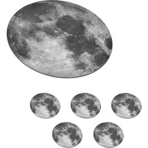 Onderzetters voor glazen - Rond - Ruimte - Maan - Nacht - 10x10 cm - Glasonderzetters - 6 stuks