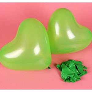 Hartjes ballonnen groen (10 stuks) | Verjaardag - Jubileum - Bruiloft - Verloving - Valentijn