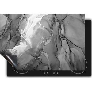 Chefcare Inductie Beschermer Abstracte Kunst - Roze Grijs Goud Marmer - Zwart Wit - 85x55 cm - Afdekplaat Inductie - Kookplaat Beschermer - Inductie Mat