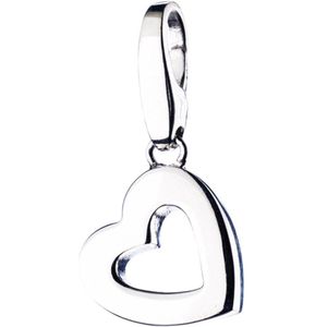 Giorgio Martello charm, bedel, hanger 925/000 gerhodineerd gepolijst zilver open hart met karabijnslot.