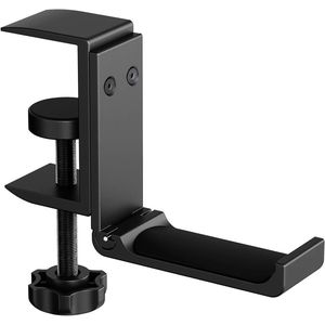 Aluminium opvouwbare hoofdtelefoonstandaard met verstelbare hoofdtelefoonhaak - Zwart 8 x 53 x 3 cm