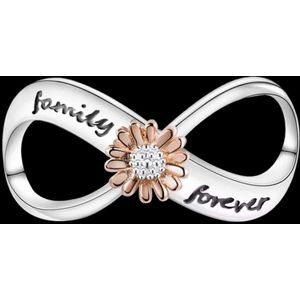 Bedel Infinity teken met bloem en family forever