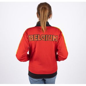 Rood retro jasje Belgie vrouwen mooi afgewerkt met driekleur en label maat S