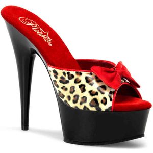 Pleaser - DELIGHT-601-6 Muiltjes - Paaldans schoenen - 44 Shoes - Rood/Bruin