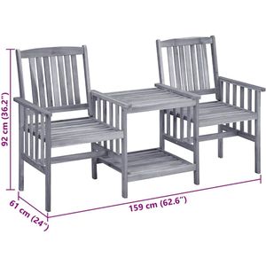 vidaXL - Tuinstoelen - met - tafeltje - en - kussens - massief - acaciahout