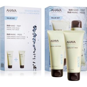 AHAVA Mineraal Hand- & Voetcrème Duo - Luxe Hydratatie & Voeding | Granaatappel & Kersenbloesem | Moisturizer voor Droge Handen & Voeten | Handverzorging & Voetverzorging voor Heren & Dames - Set van 2 (100ml)