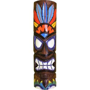 Tiki Masker Indiaan - Houten decoratie - Tiki - Tiki masker - Decoratie - 50 cm - Masker - Mancave - Bar decoratie - Hand beschildert – Hawaii decoratie - Cave & Garden