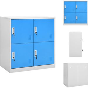 vidaXL Lockerkast - Modern Design - Opbergkast - Afmetingen- 90 x 45 x 92.5 cm - Kleur- Lichtgrijs en Blauw - Kast