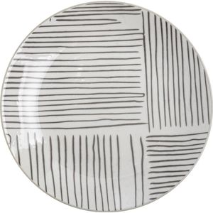 Gusta Bord Stripes - Table Tales - Dinerbord - Wit/Zwart - Strepen - Ø20 cm