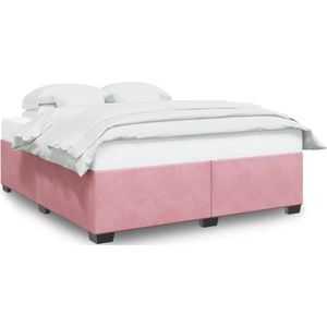 vidaXL - Bedframe - fluweel - roze - 180x200 - cm