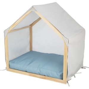 Trixie - Hondenmand - Tent Lias - Hout - Zand/Blauw - 88X61X89 cm