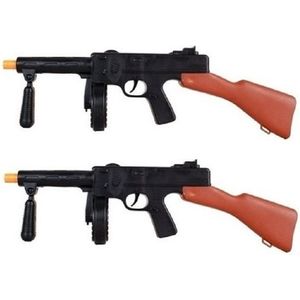 2x stuks speelgoed machine geweer Tommy gun met geluid 50 cm - Gangster/Maffia verkleedkleding accessoires wapens