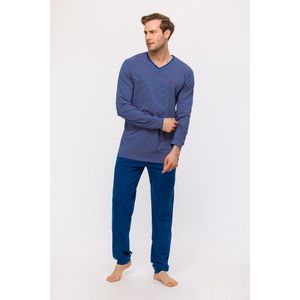 Woody pyjama heren - marineblauw - gestreept - 241-11-MVL-Z/936 - maat S