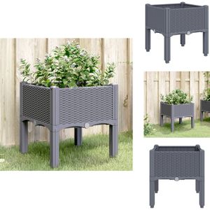 vidaXL Plantenbak - Plantenbakken - Bloempot - Bloembak - Plantenbak met poten 40x40x42 cm polypropeen grijs