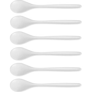 12x Koffie/theelepeltjes wit kunststof 13 cm - Keukengerei - Keukenbenodigdheden - Bestek - Lepels/lepeltjes voor koffie/thee/dessert/eieren