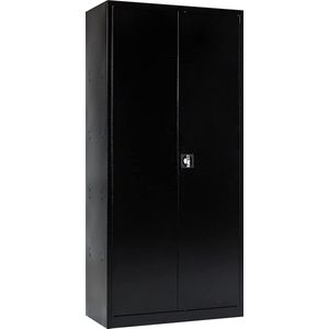 Furni24 Stalen archiefkast, compleet gemonteerd, 195x92,5x42cm, stalen vleugeldeurkast, afsluitbare locker, archiefkast met 5 vakken, universele kast, zwart