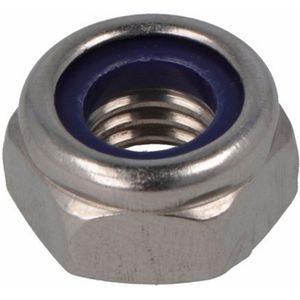 Zelfborgende RVS borgmoer M6 din 985 - zak a 10 stuks - zeskant moer