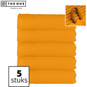 The One Towelling Classic Handdoeken - 50 x 100 cm - 5 Stuks - Voordeelverpakking - Hoge vochtopname - 100% Gekamd katoen - Okergeel