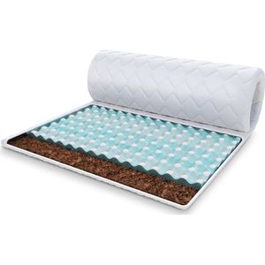 FDM® MALTA MET KOKOS Topmatras 140x200 cm - Hoogte 5 cm H4 - Koudschuim Topmatrassen Topper Topdekmatras - RavineBlue en Kokos - - Antiallergisch