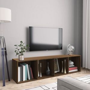 The Living Store Boekenkast / tv-meubel 143x30x36 cm bruin eikenkleurig - Boekenkast - Wandkast - Houten Boekenkast - Bruine Meubels - Vintage Boekenkast