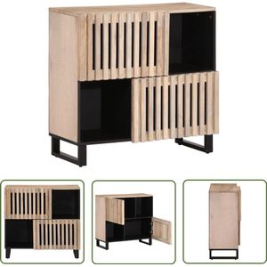 The Living Store Dressoir 80x34x75 cm massief mangohout - Dressoir - Industrieel Dressoir - Mangohouten Dressoir - Vintage Dressoir - Salontafel