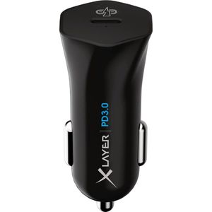 XLayer - USB-C PD 18W Autolader - Snellader - Krachtige Oplader - Kortsluitbeveiliging - Zwart