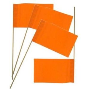 Vlaggetje papier op stok oranje per 50